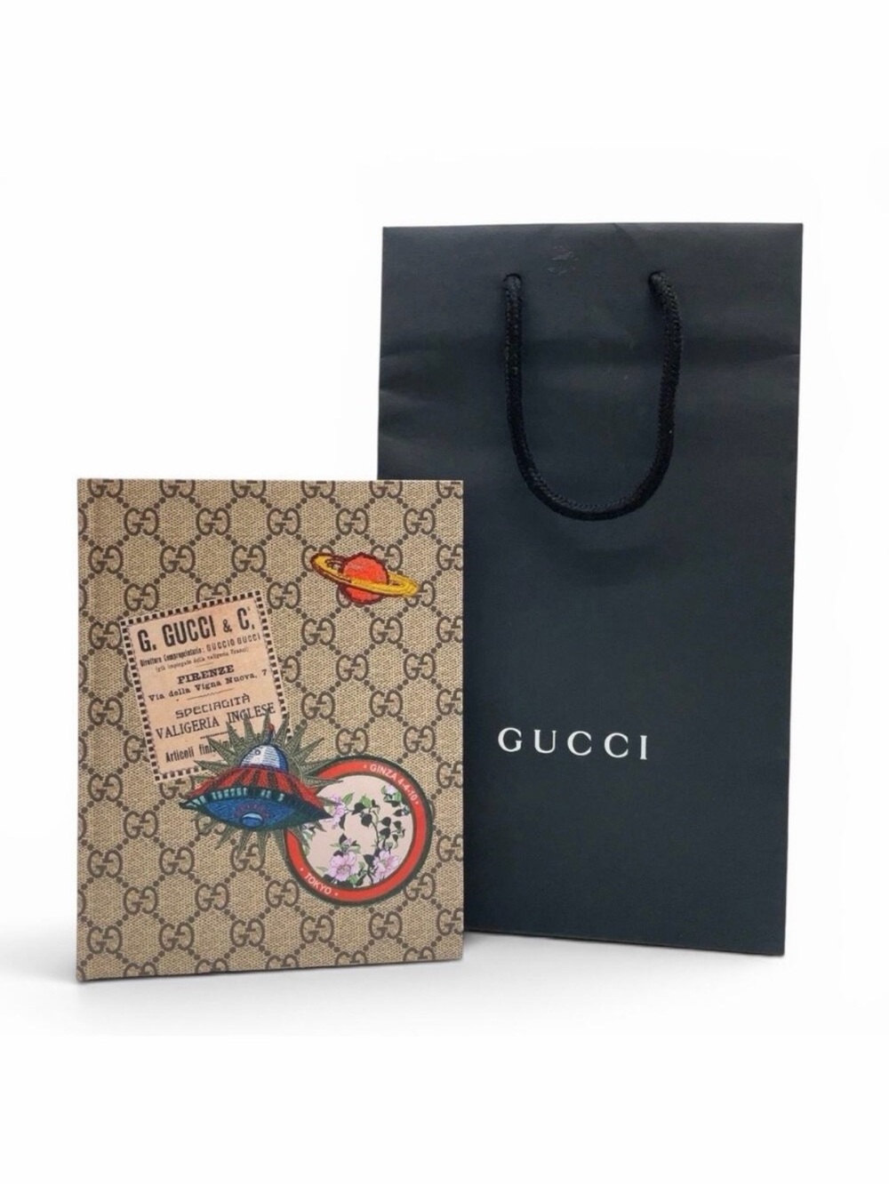 Gucci GG Supreme Courrier Space Collection Journal UFO Saturn Patch Notebook